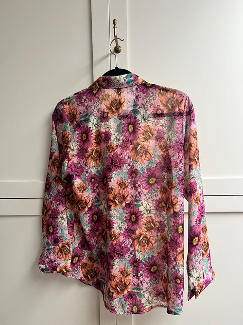 Sheer Blouse | Pink Daisies | Back in Stock