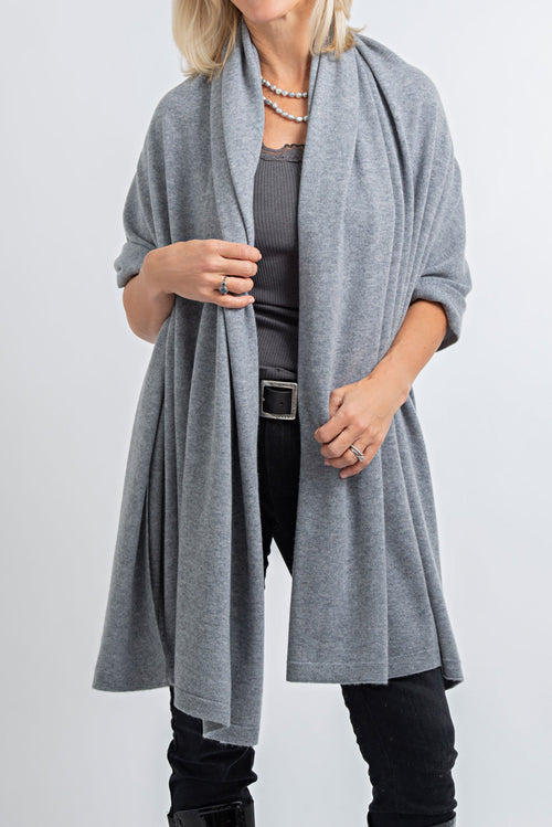 Medium Grey Cashmere Blanket Travel Wrap | Husky