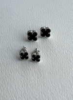 Clover Earrings | Black Onyx + Silver