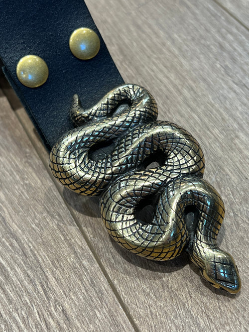 Ladies Leather Belt | Large Snake Buckle