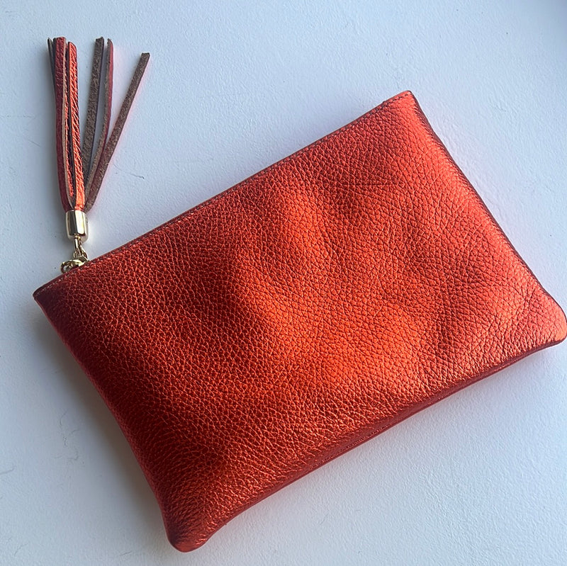 Metallic Leather Crossbody Clutch | Four colours
