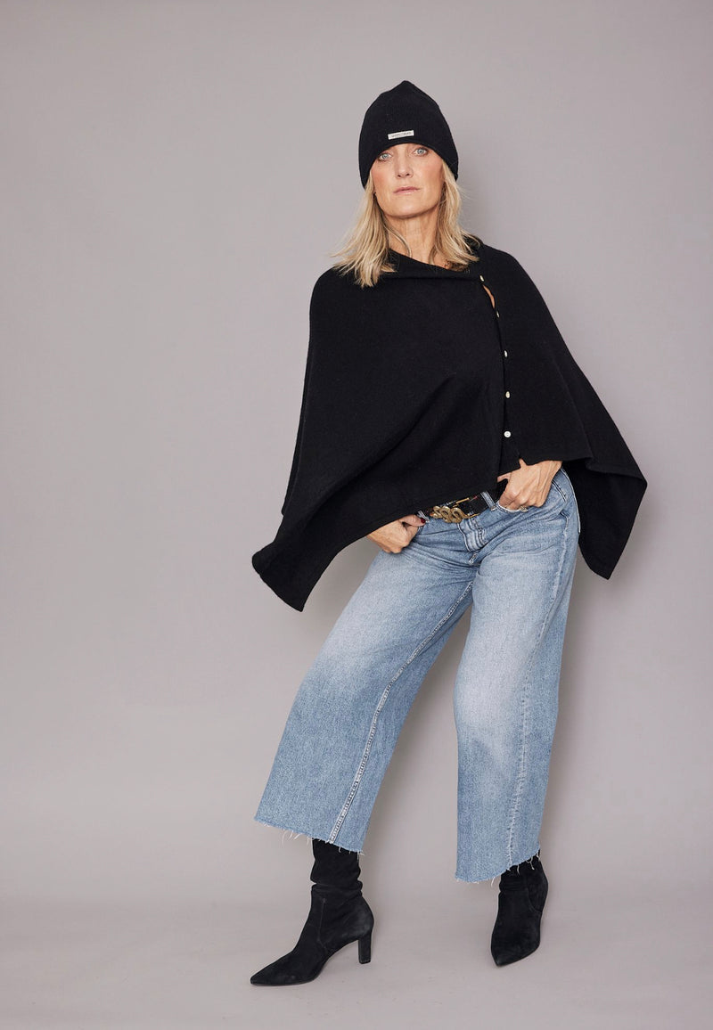 Black Cashmere Poncho | Back in Stock