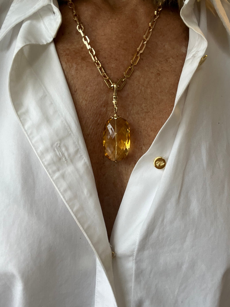 Yellow Citrine Gumdrop Pendant | Kira