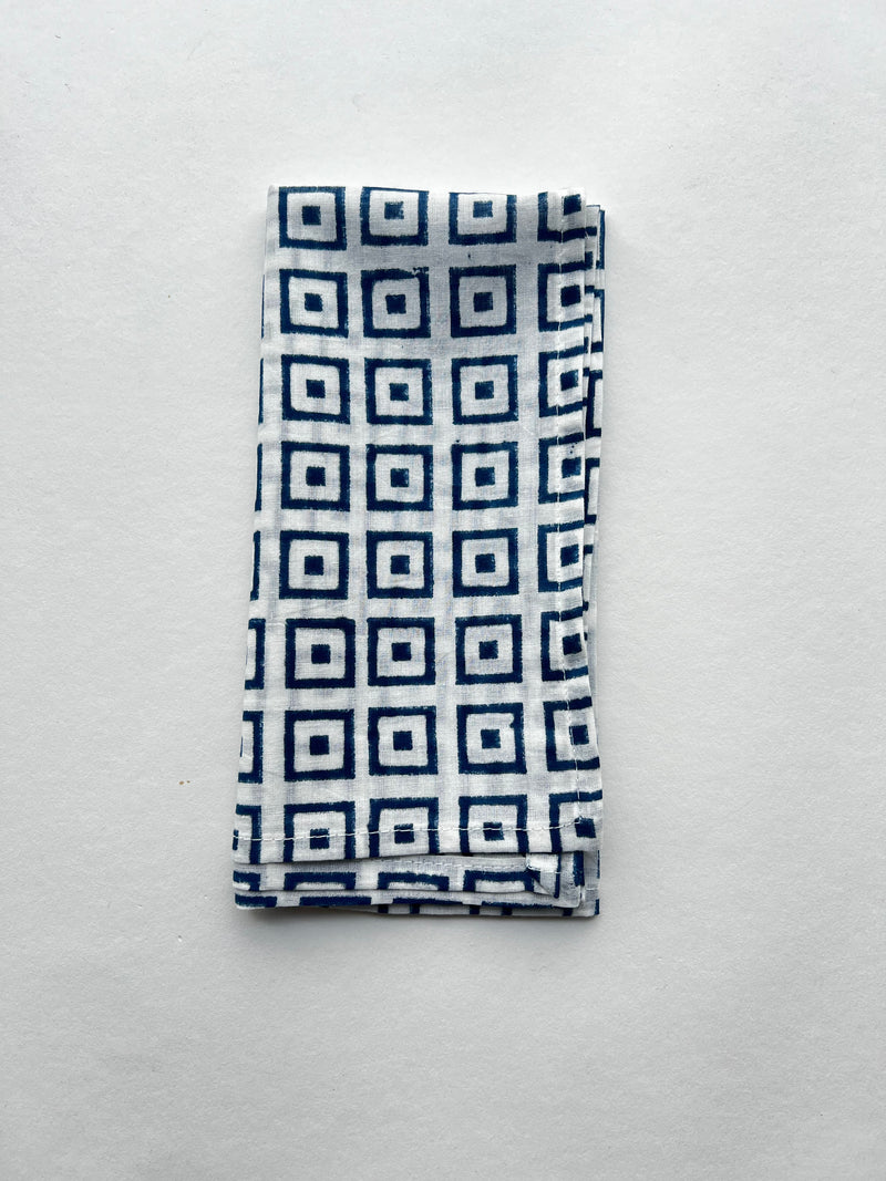 Set of Four Napkins | Navy Squares