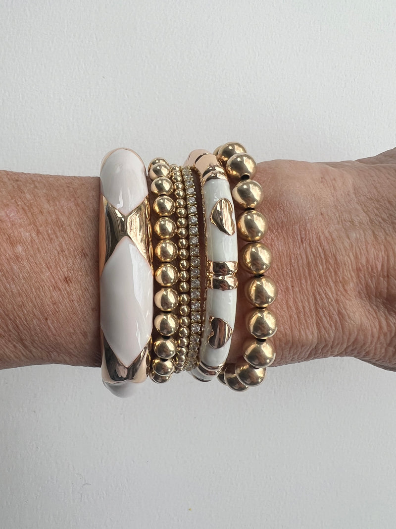 Enamel Bracelets | Gold + White