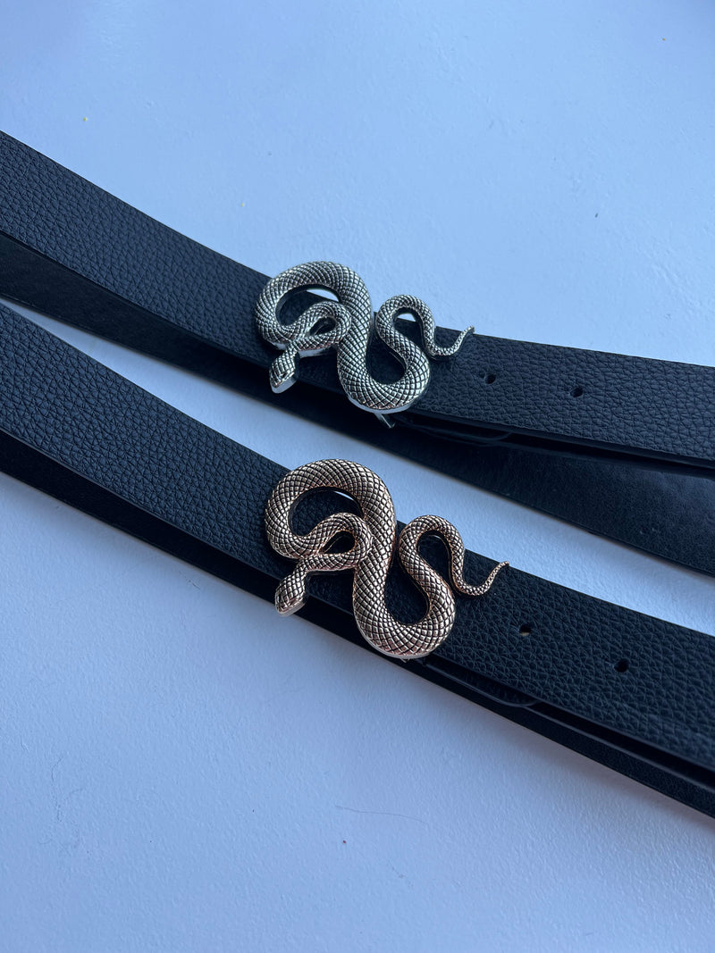 Leather Leather Belt | Small Snake Buckle
