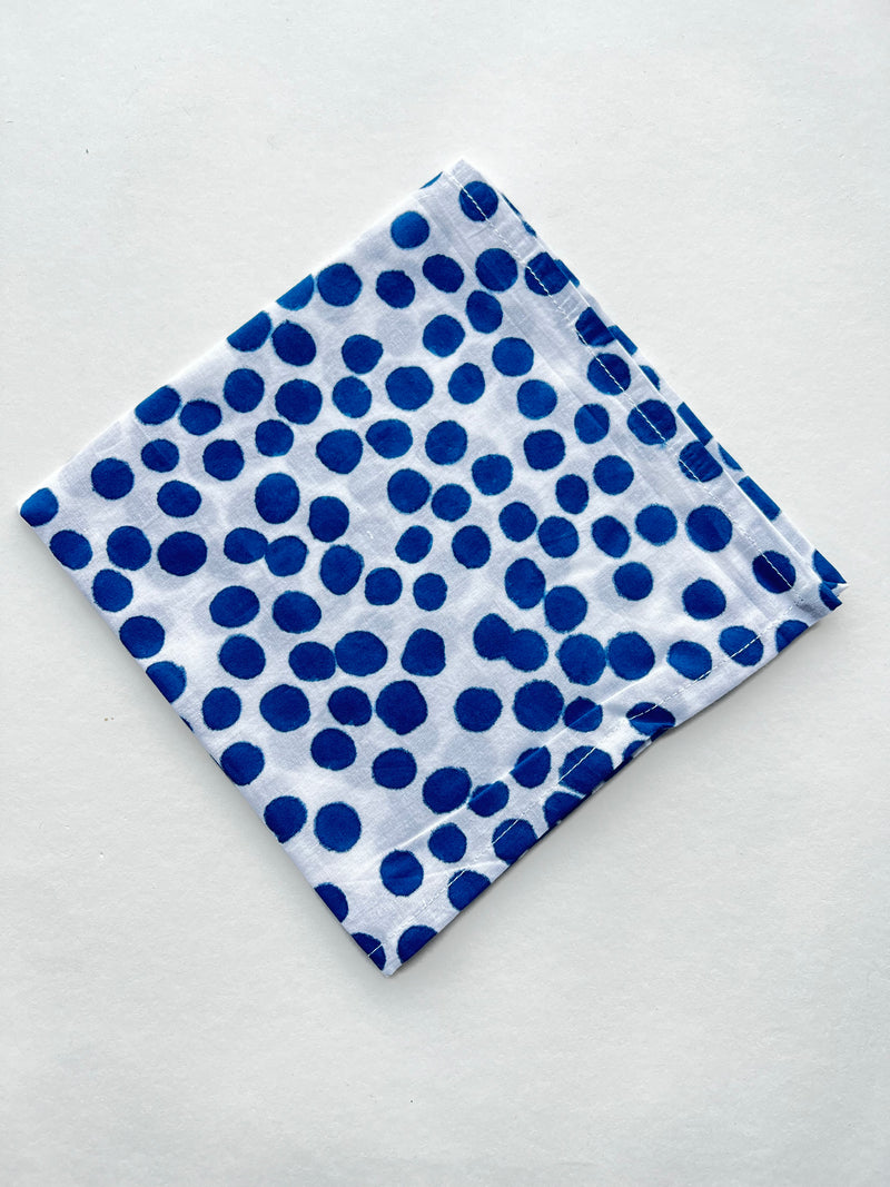 Set of Four Napkins | Blue Polka Dot