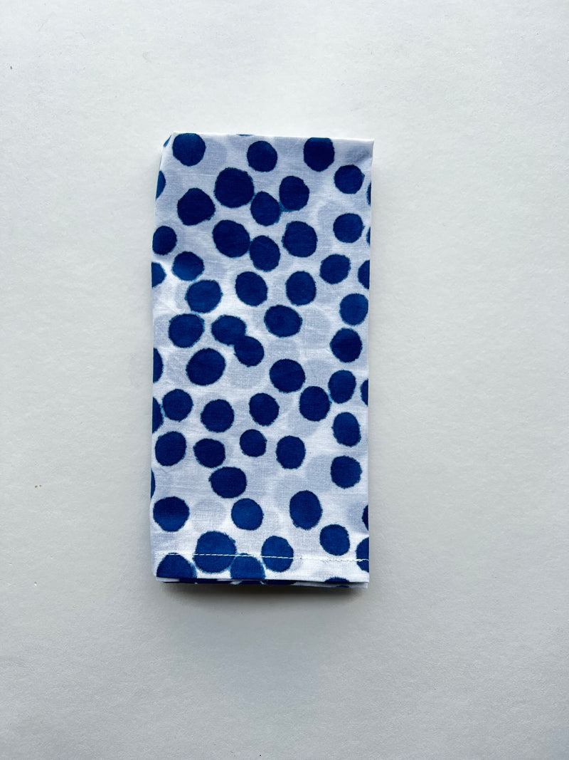 Set of Four Napkins | Blue Polka Dot