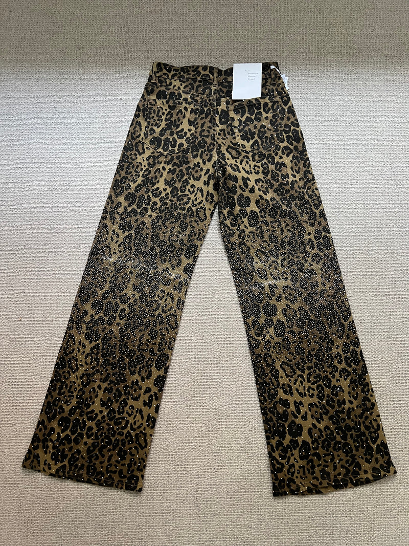 Crystal Studded Leopard Jeans | Gigi