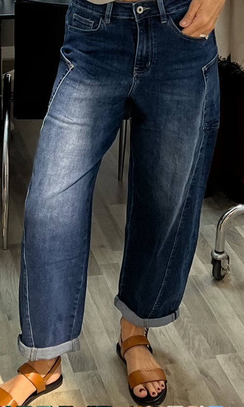 Denim Blue Barrel Jeans | Barrel