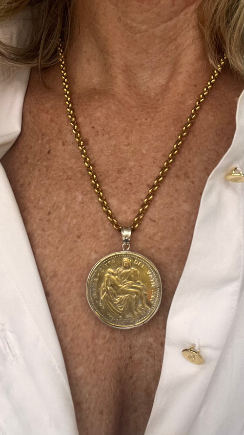 Large Italian Coin Necklace | Pope