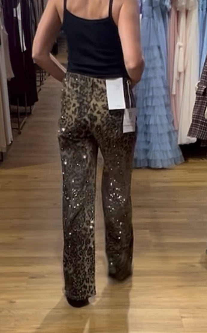 Crystal Studded Leopard Jeans | Gigi