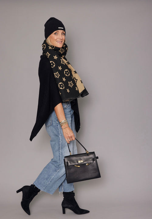 Black Cashmere Poncho | Back in Stock