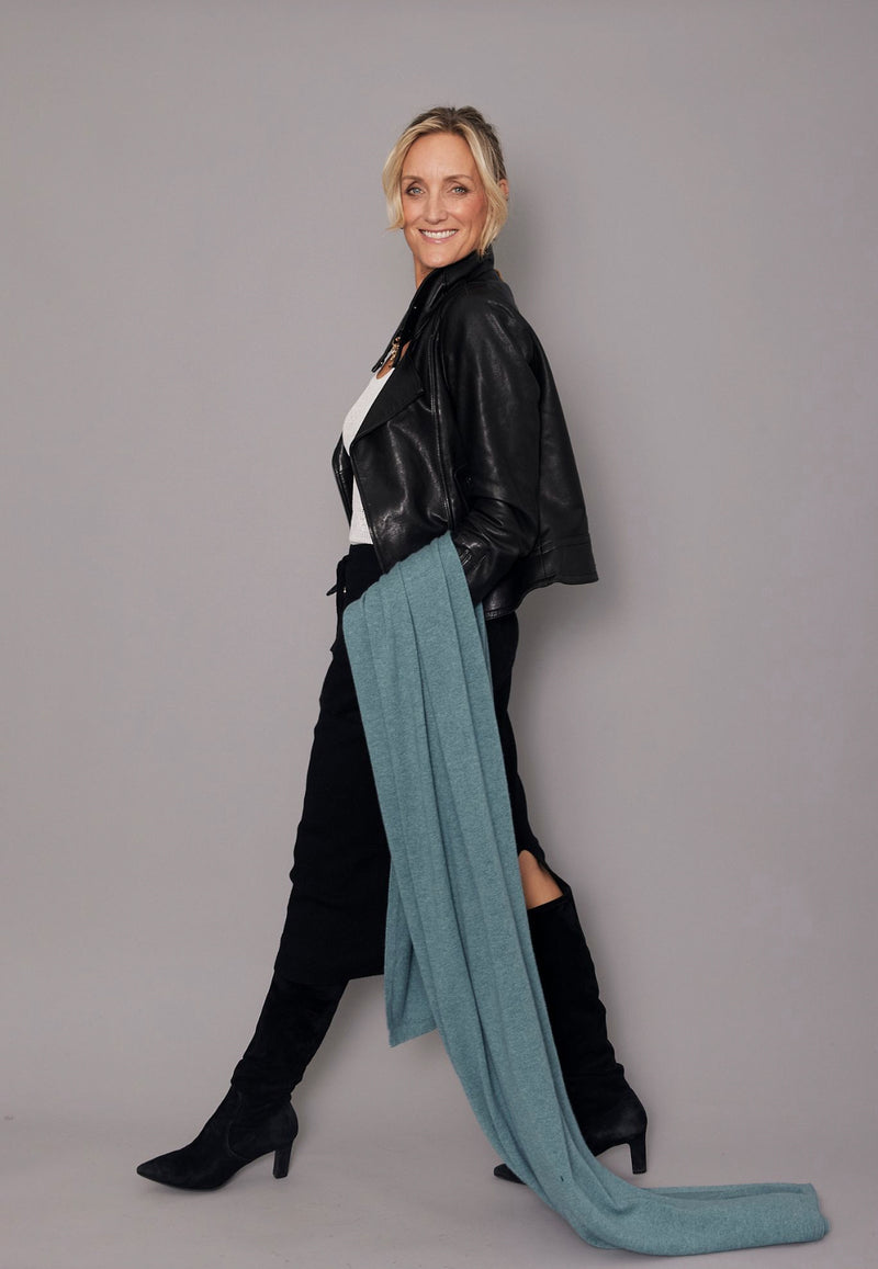 Turquoise Blue Cashmere Blanket Travel Wrap | Mineral