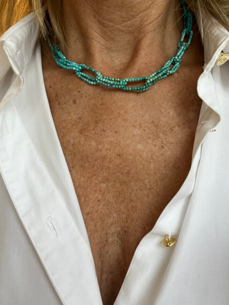 Genuine Turquoise Link Necklace