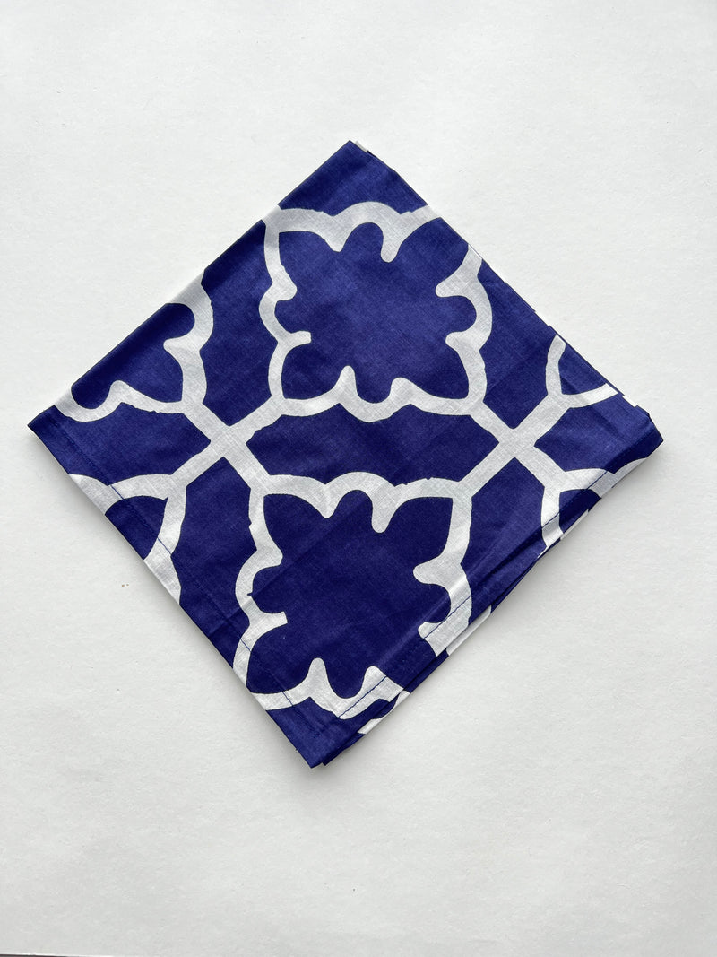 Set of Four Napkins | Navy + White Design