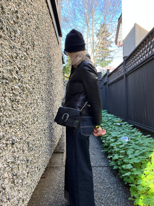 Black Leather Italian Handbag | Gina