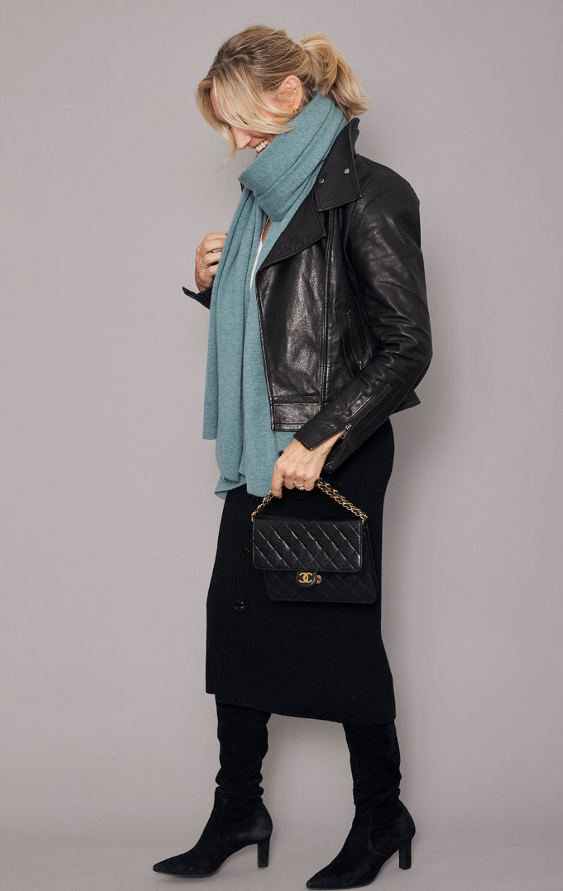 Cashmere Blanket Travel Wrap Turquoise Blue | Mineral