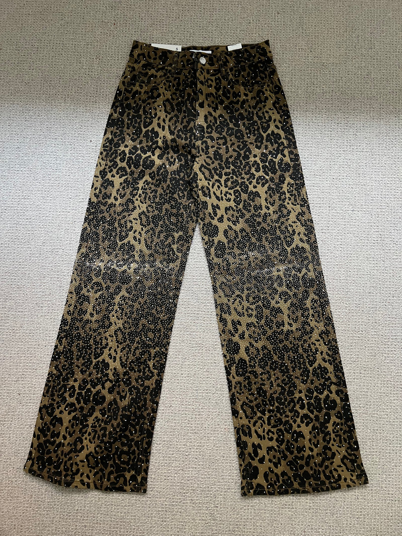 Crystal Studded Leopard Jeans | Gigi