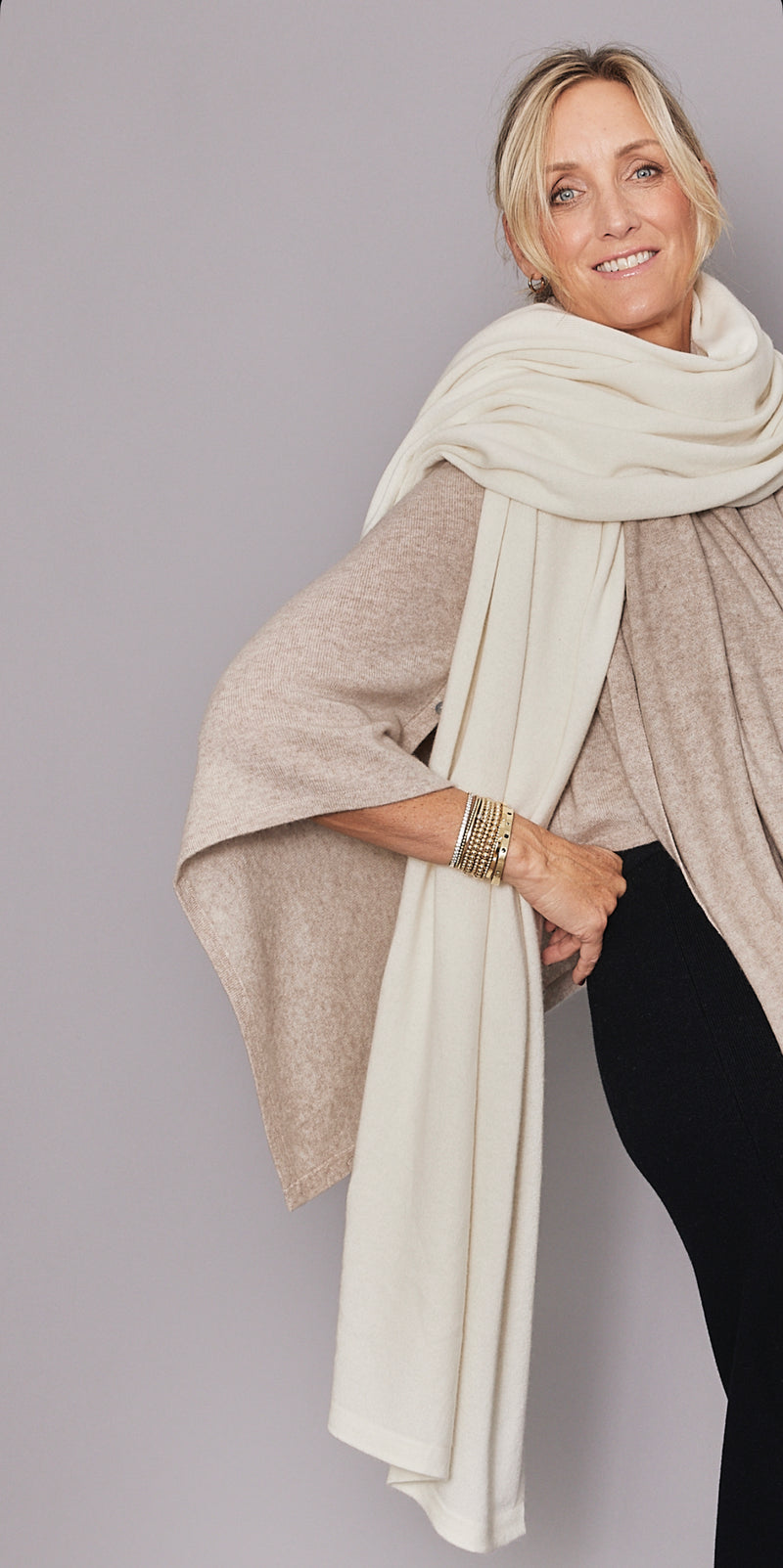 Cashmere Blanket Travel Wrap Cream | Parchment