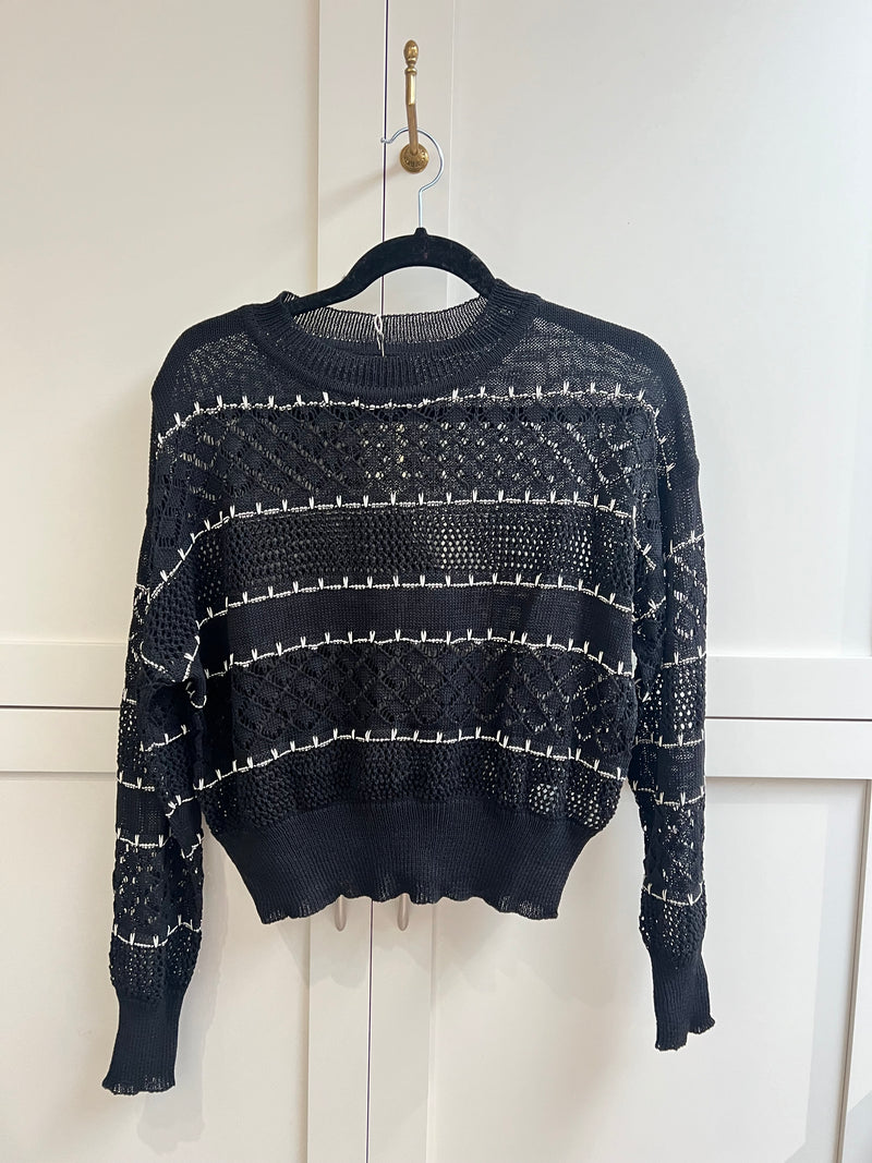 Black + White Mesh Sweater | Back in Stock