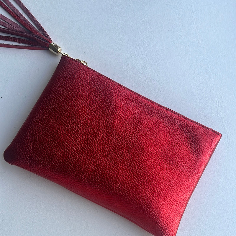 Metallic Leather Crossbody Clutch | Four colours