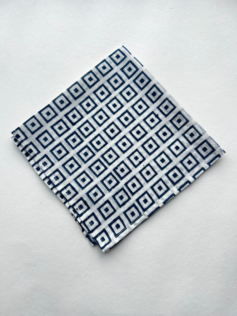 Set of Four Napkins | Navy Squares