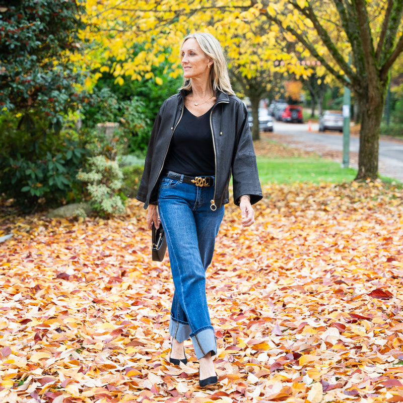 Dark Wash Cuffed Jeans | Jane