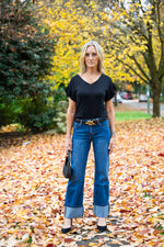 Best V-Neck Knit Short Sleeve Top