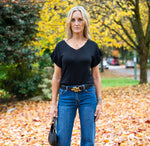 Best V-Neck Knit Short Sleeve Top