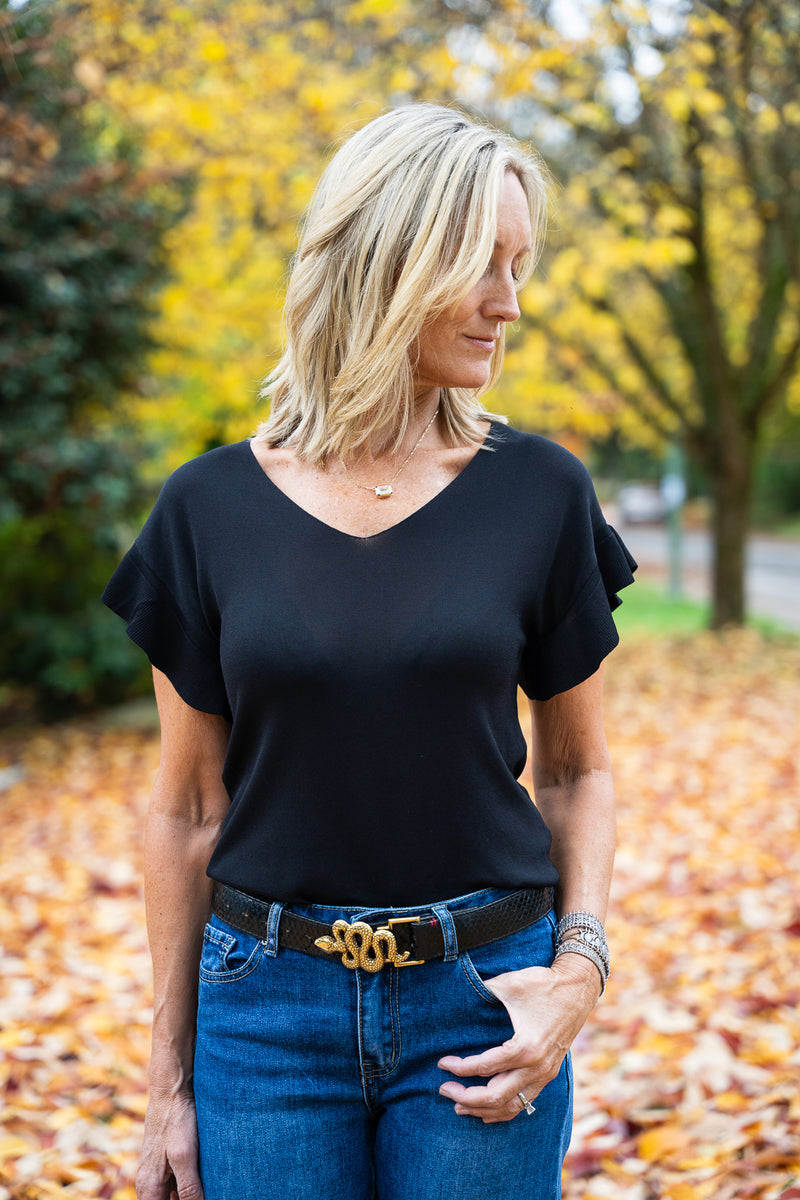 Best V-Neck Knit Short Sleeve Top