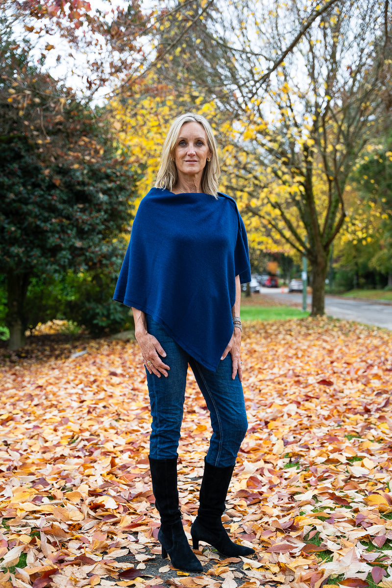 Cashmere Poncho | Midnight Blue
