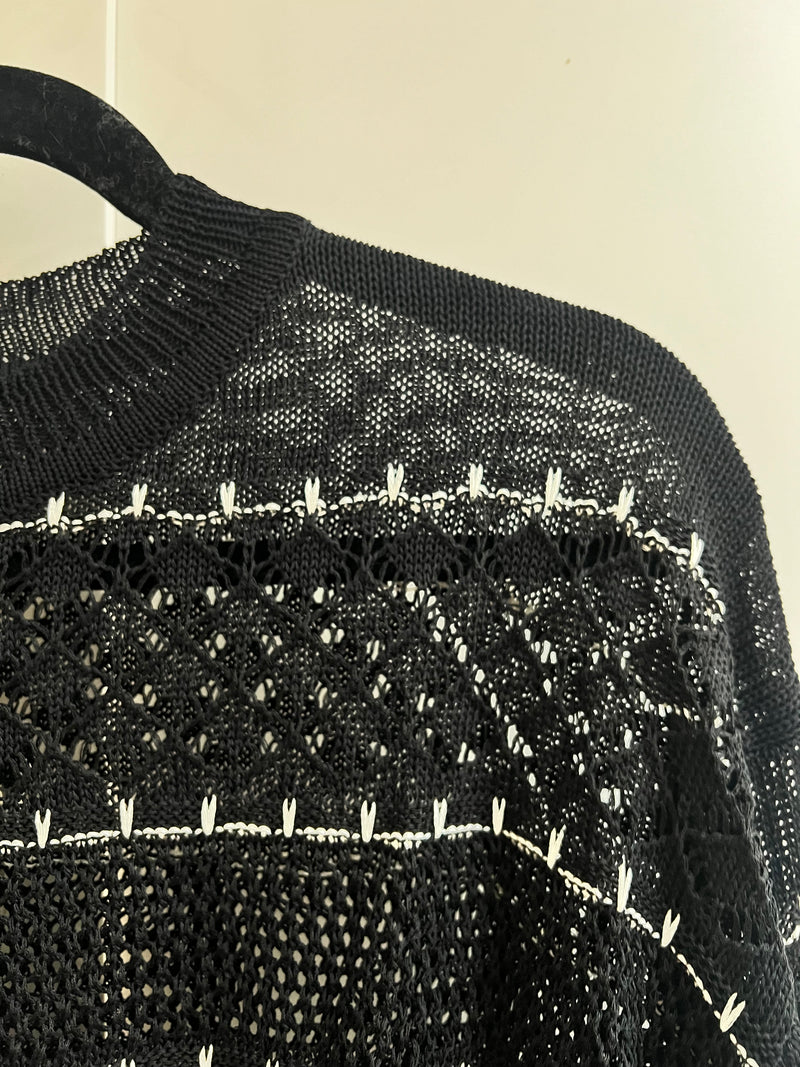 Black + White Mesh Sweater | Back in Stock