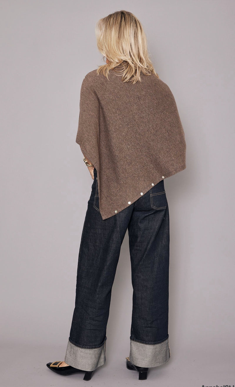 Cashmere Poncho Mushroom Brown | Grizzly