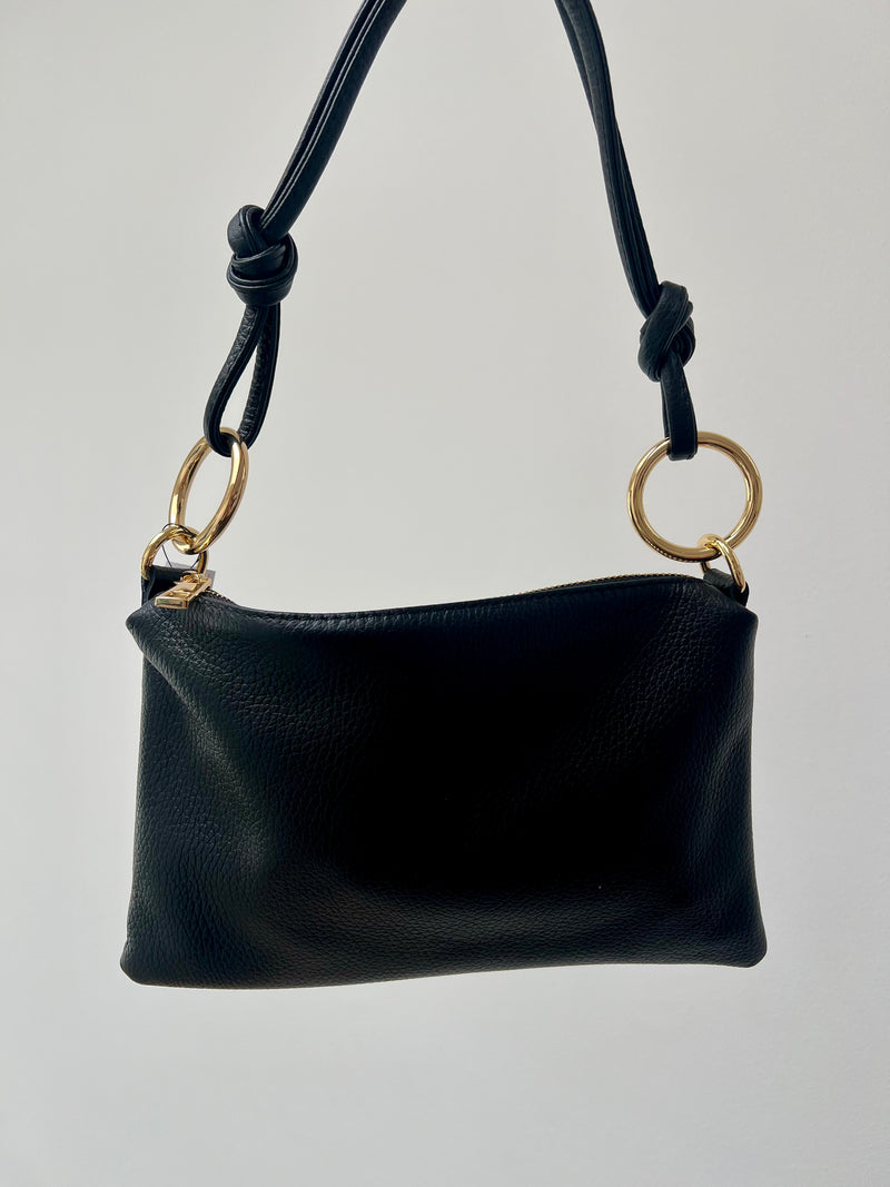 Classic Black Leather Handbag | Sleek