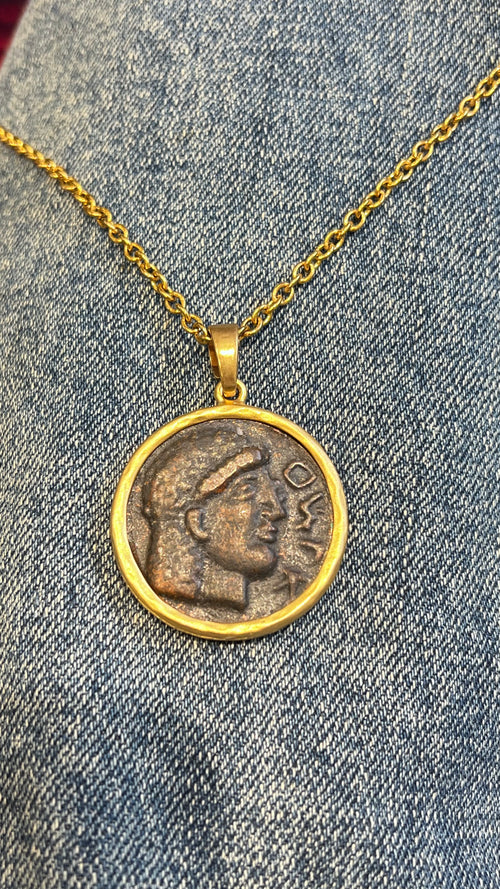 Italian Coin Necklace | Caesar Larger