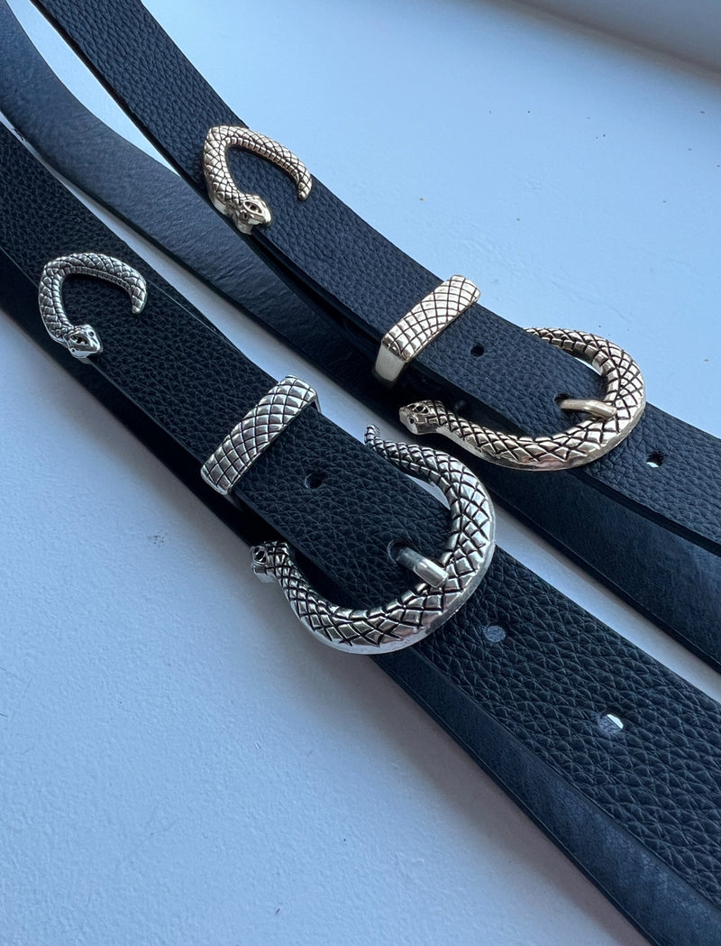 Ladies Leather Belt | Subtle Snake Buckle