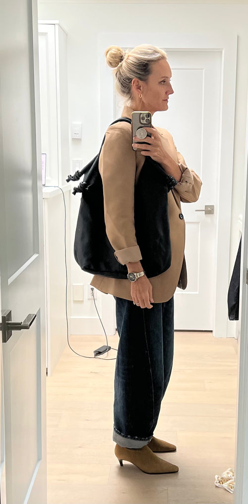 Black Leather Shoulder Tote | Knots
