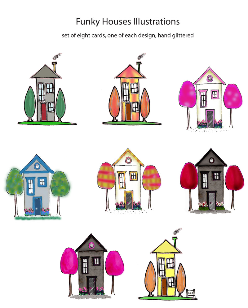 Folded Funky Houses Notecards
