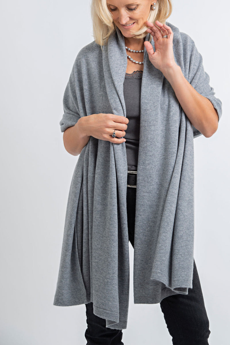 Medium Grey Cashmere Blanket Travel Wrap | Husky
