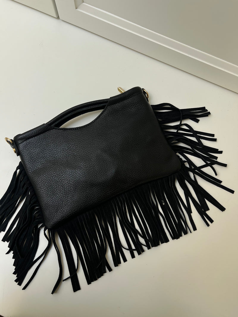 Black Fringe Clutch | Fia
