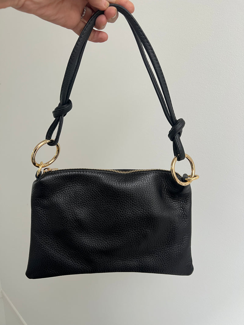 Classic Black Leather Handbag | Sleek