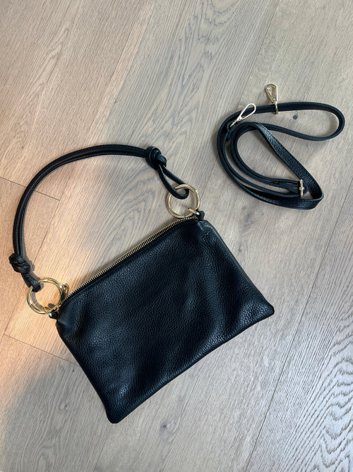 Classic Black Leather Handbag | Sleek
