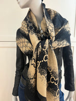 Italian Large Black and Beige Scarf CeCe