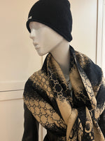Italian Large Black and Beige Scarf CeCe
