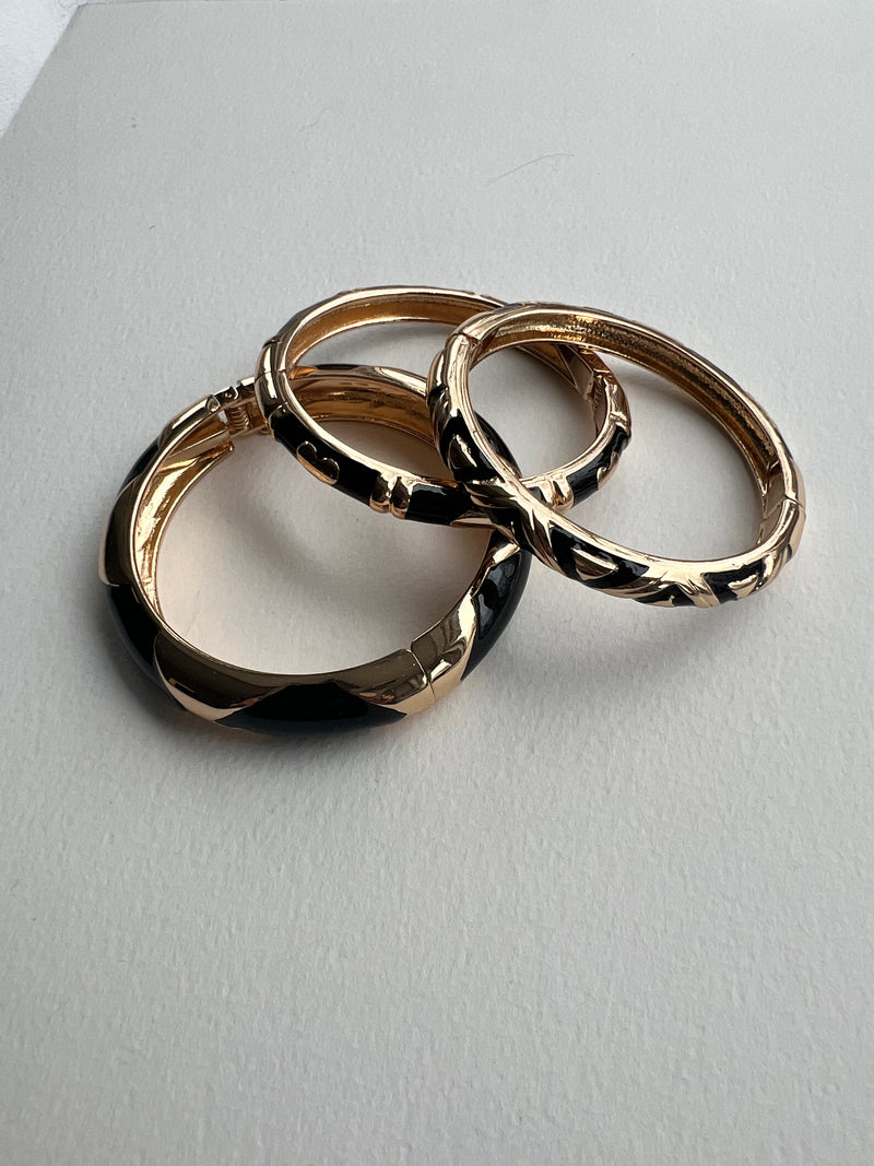 Enamel Bracelets | Gold + Black