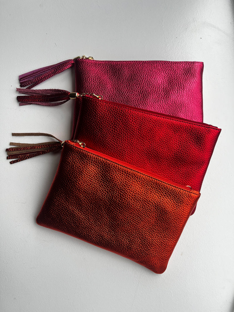 Metallic Leather Crossbody Clutch | Four colours