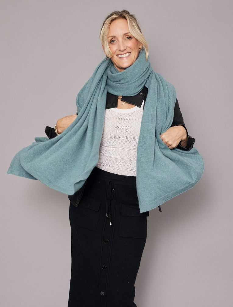 Turquoise Blue Cashmere Blanket Travel Wrap | Mineral