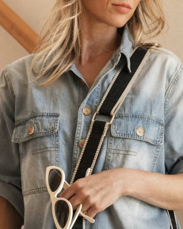 Narrow Purse Strap | Black and Cream | Kiki