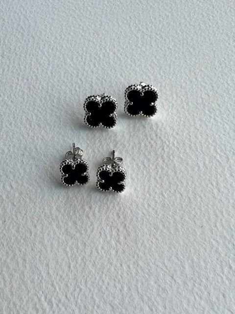 Black & Silver Earrings | Clover